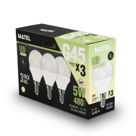 Bombilla Led Esferica E14 5w Neutra
