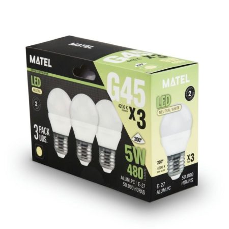 Bombilla Led Esferica E27 5w Neutra