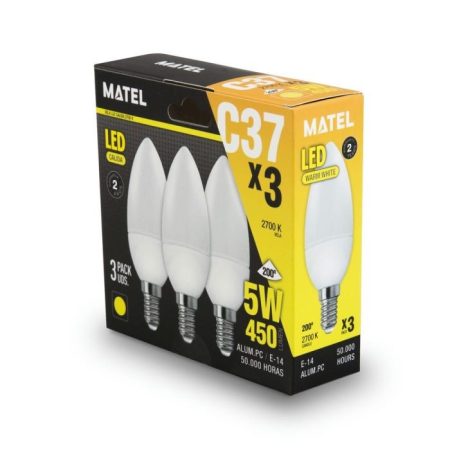 Bombilla Led Vela E14 5w Calida