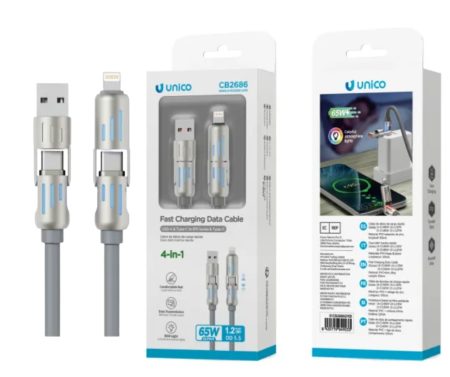 Cable Datos Silicona 4 En 1 De A&c A C&l 65w 1,2m