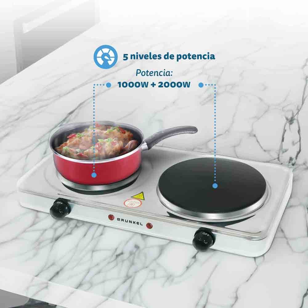 Cocina Eléctrica 2 Fuegos Inox 155mm 1000+1500w - Imagen 3