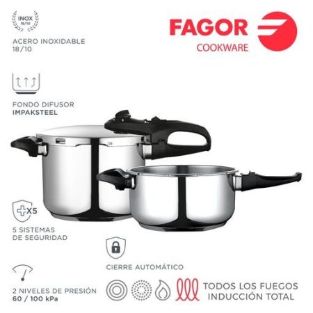 Olla Rápida A Presion Fagor Duo 6+4 L
