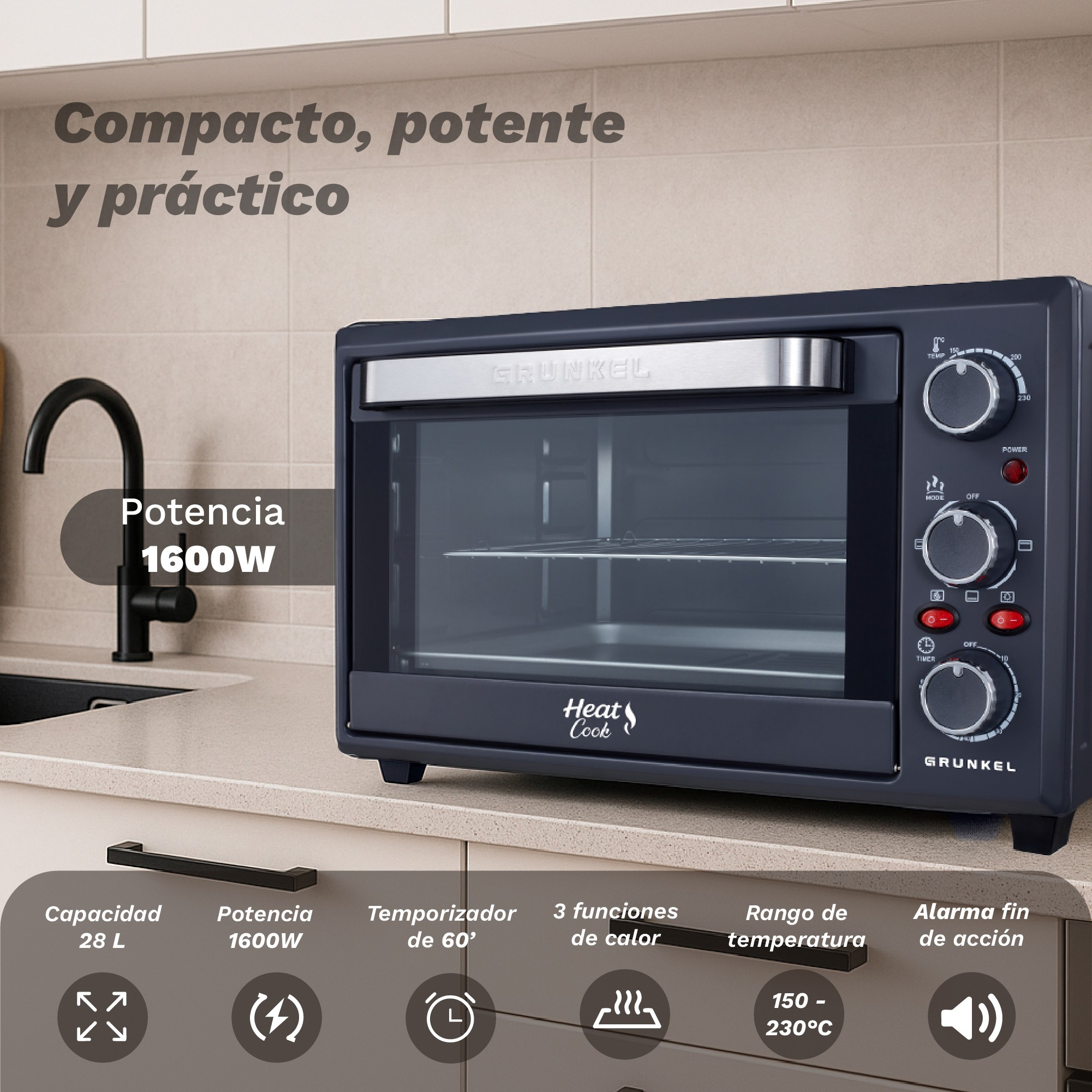 Horno Sobremesa Grunkel 28l - Imagen 2