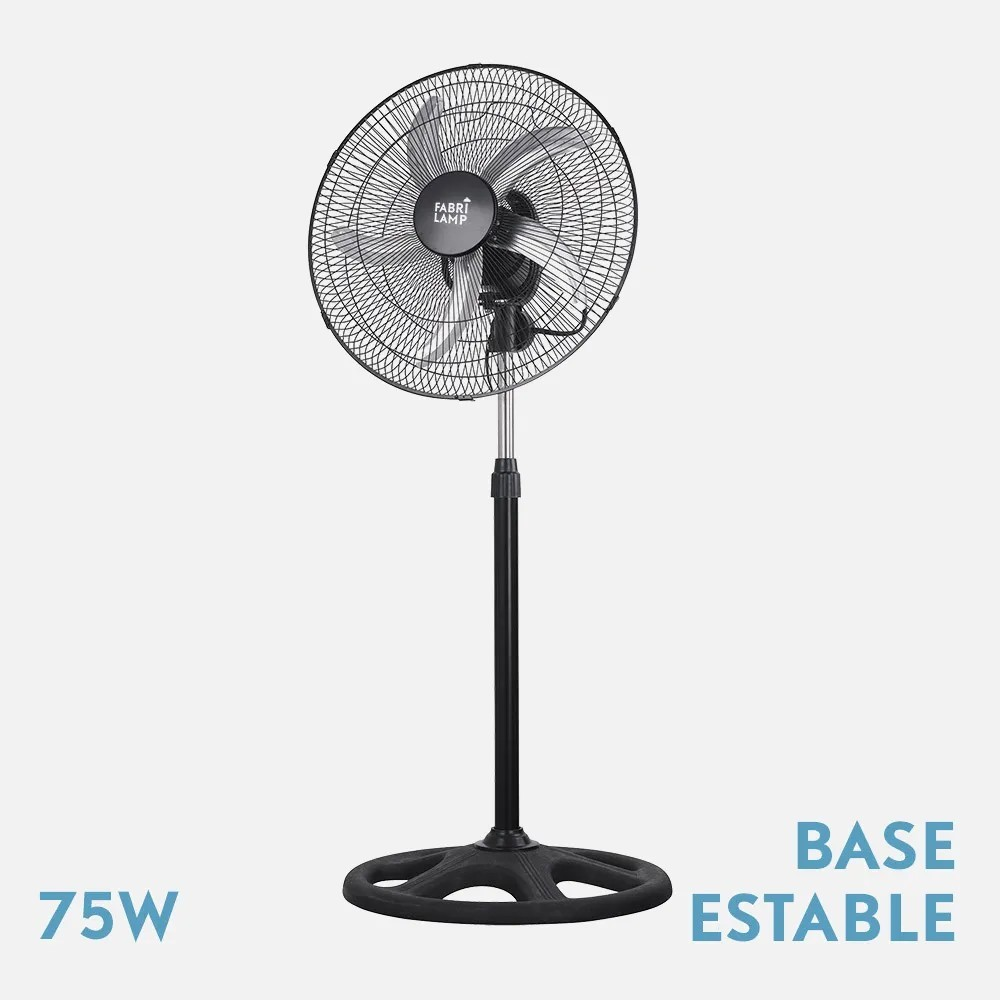 Ventilador De Pie Reforzado Abrila Negro 3v 75w 5 Aspas