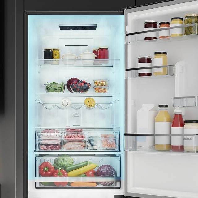 Frigorifico Combi Cecotec Inox Coolmarket 322 Clase D 186cm - Imagen 4