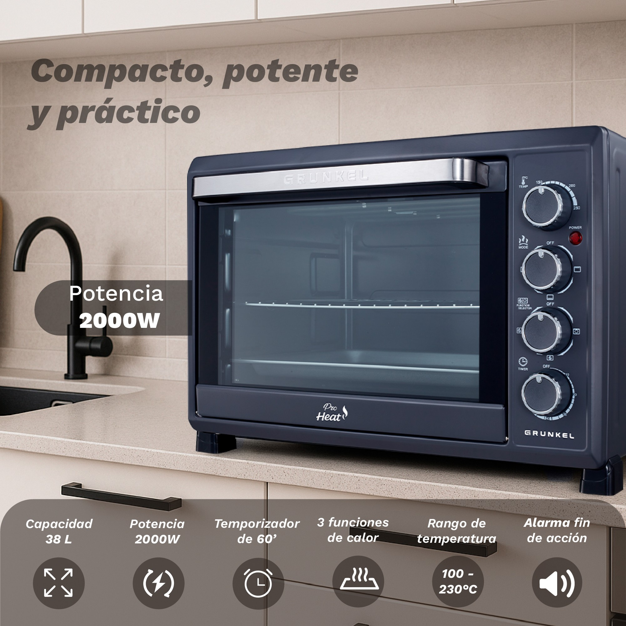 Horno Sobremesa Grunkel 38l - Imagen 2