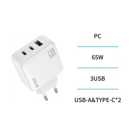 Cargador  Carga Rapida Triple Usb Y 2 Tipo C 65w