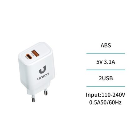 Cargador Dual Carga Rapida Usb Y Tipo C Pd 3,0 20w